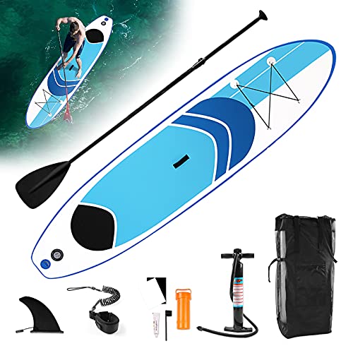 VA-Cerulean Tabla de surf de remo, hinchable, incluye accesorios, bomba de remo, mochila, 320 x 76 x 10 cm, ligera, portátil, tabla de surf, color azul y blanco