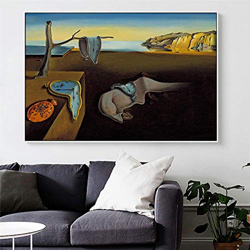 Salvador Dali la persistencia de los relojes de la memoria pintura surrealista lienzo póster impresión cuadro de arte de pared para sala de estar 60X80cm sin marco