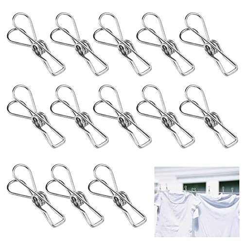 REFORUNG 100 PCS Pinzas de Acero Inoxidable para Ropa Pinzas para Colgar Ropa 5cm Pinzas de Tender la Ropa Pinzas Metalicas para Ropa Pinzas para Ropa para Toallas Calcetines Cerrar Bolsas Abiertas