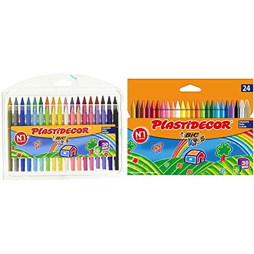 BIC Kids Plastidecor Estuche de 36 unidades, ceras de colores surtidos + Kids Plastidecor- Blíster de 24 unidades, ceras para colorear, colores surtidos