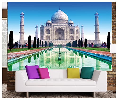 GREAT ART® Mural De Pared – Taj Mahal – Monumentos de Arte Deco Mármol Monumento Tumba India Jardín Mural Motivo Foto Papel Pintado Y Tapiz Y Decoración (210 x 140 cm)