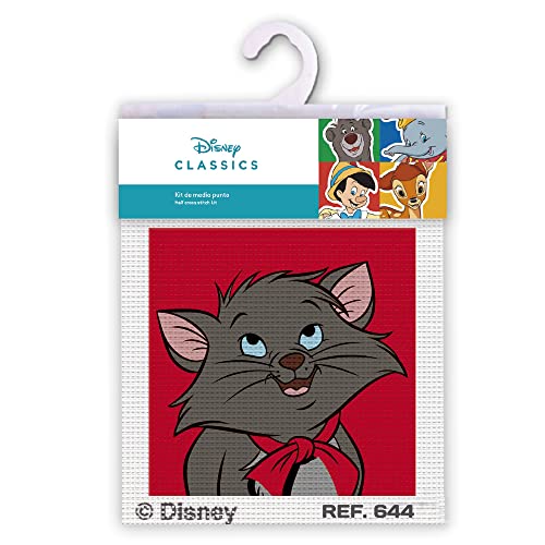 Haberdashery Online Kit medio punto con dibujos de Disney Classics. Punto de cruz manualidad DIY para niños, incluye dibujo e hilos de colores según estampado. Lienzo de 18 x 15 cm. (644)