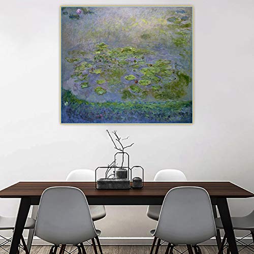 SDVIB Claude Monet Nymphéas (nenúfares) Impresionismo Lienzo Pintura al óleo Impresión del cartel Imagen Decoración de la pared Decoración del hogar 90x90cm Sin marco
