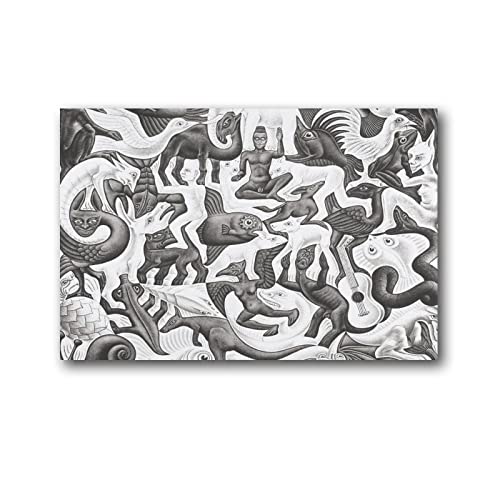 MC Escher - Póster de impresión holandesa famosa pintura artística de pared, póster de lienzo impreso, obras de arte, decoración de habitación, 60 x 90 cm