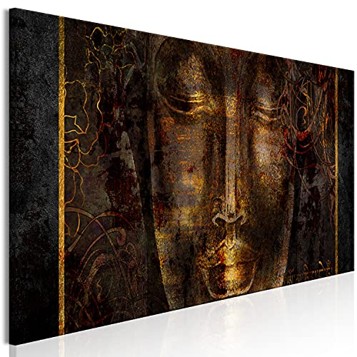 murando Cuadro en Lienzo Buddha 135x45 cm Impresión de 1 Pieza Material Tejido no Tejido Impresión Artística Imagen Gráfica Decoracion de Pared - Feng Shui negro oro como pintado p-C-0042-b-a