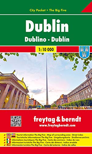 Dublín, plano callejero de bolsillo plastificado. City Pocket. Escala 1:10.000. Freytag & Berndt.: Stadskaart 1:10 000