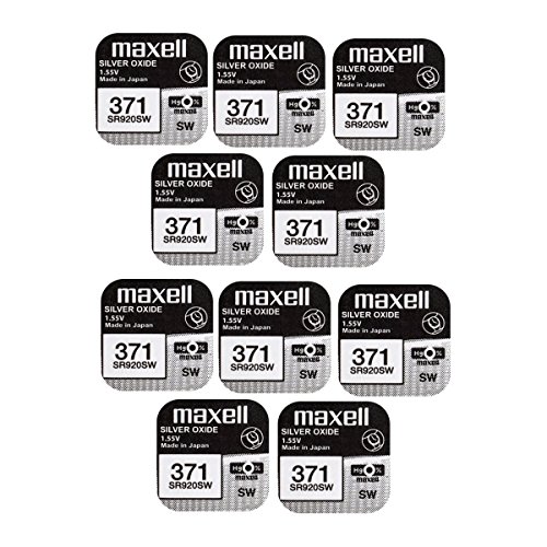 10 x Maxell 371 SR920SW óxido de Plata 0% Mercurio Reloj baterías [Unidades 10]