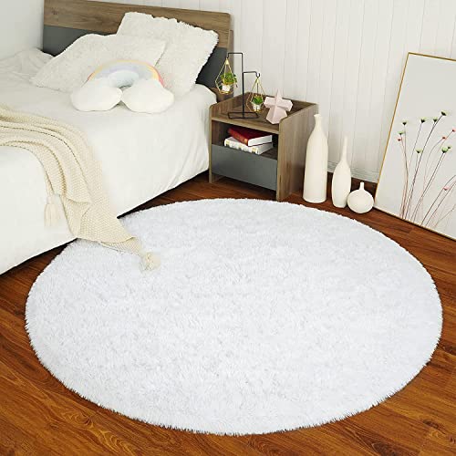 ZHXINYU, Alfombra de Terciopelo, Alfombra Redonda, Alfombra Decorativa para Sala de Estar, Adecuada para Sala de Estar/Dormitorio/cojín para Silla de sofá, (100_x_100_cm, Blanco)