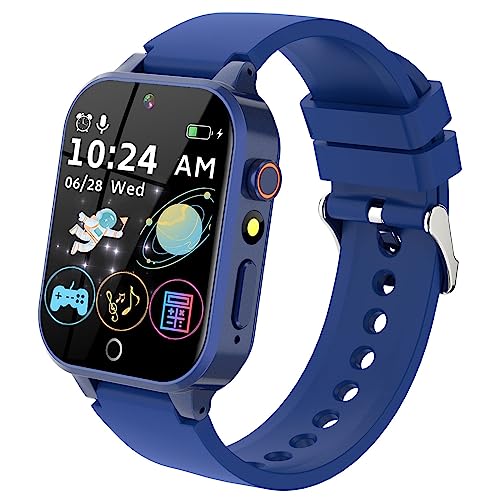 clleylise Reloj Inteligente Niños,Smartwatch Niños con 26 Juegos MúSica Linterna Cámara Despertador Podómetro Audiolibro Regalos para niños de 3 a 12 años(Azul)