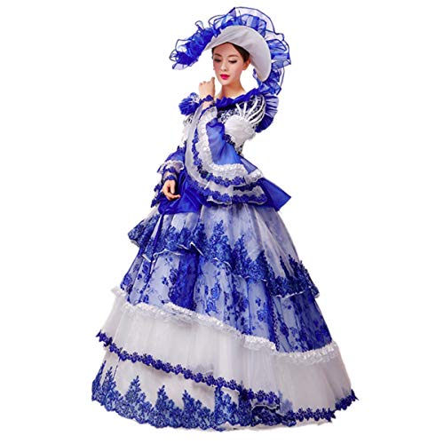 Vestido medieval Barroco Marie Antonieta Vestidos Renacimiento Periodo Histórico Vestido del siglo XVIII Vestido de mascarada, Azul-lo, Medium