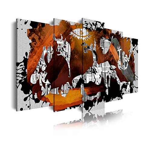 DekoArte 427 - Cuadros Modernos Impresión de Imagen Artística Digitalizada | Lienzo Decorativo Para Tu Salón o Dormitorio | Estilo Abstractos Arte Picasso Guernica | 5 Piezas 150 x 80 cm