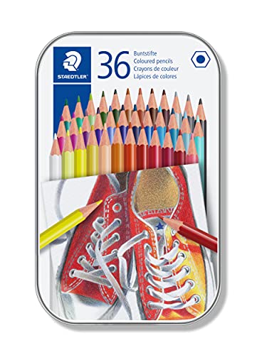 STAEDTLER 175 M36 ST Lápices de colores con forma hexagonal, Caja con 36 colores Variados