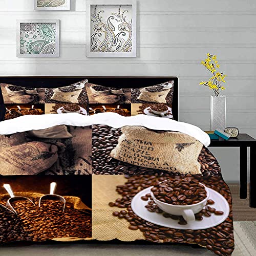 Bedding Juego de Funda de Edredón,Collage rústico de imágenes Que Muestran Diferentes Tipos de Granos tostados,Microfibra Funda de Nórdico (Cama 220 * 240 cm + Almohada 50X80 cm)