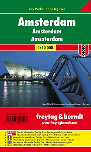 Amsterdam, plano callejero de bolsillo plastificado. City Pocket. Escala 1:10.000. Freytag & Berndt.: Stadskaart 1:10 000