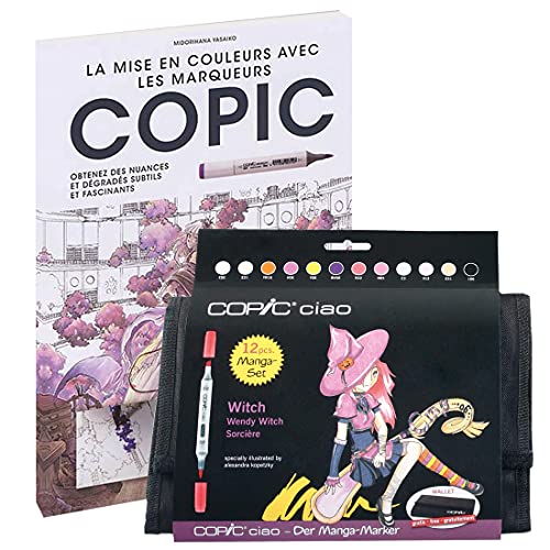 COPIC - Kit de dibujo Ciao Estuche Witch con 12 rotuladores + libro a juego