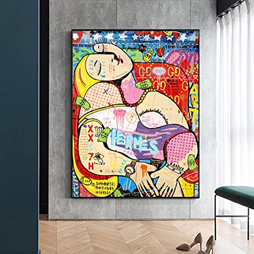 ZIORO Cuadro En Lienzo Pop Art Graffiti Poster Y Impresiones Lienzo De Pared Pintura Famosa Obra De Arte Picasso Mujer Cuadros Decoracion Del Hogar 45x65cm