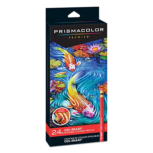 Prismacolor Col-Erase - Lápices de madera con borrador, 24 colores surtidos