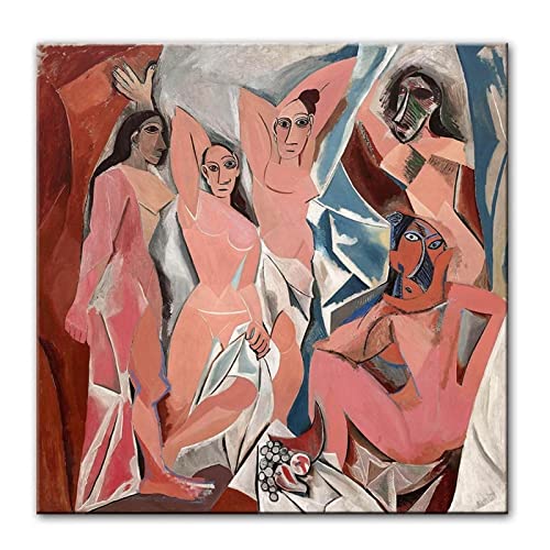 Les Demoiselles d'Avignon Pinturas en lienzo Picasso Wall Art Prints Reproducciones de obras de arte famosas Picasso Canvas Art Prints 50x50cm (20x20in) marco interior
