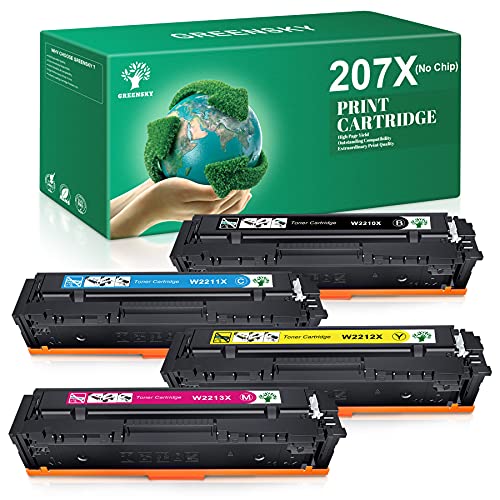 GREENSKY 207X Cartucho de Toner Compatible para HP 207X 207A para HP Color Laserjet Pro MFP M283fdw M283fdn M282nw M255dw M255nw para W2210X W2211X W2212X W2213X W2210A W2211A W2212A W2213A (Sin Chip)