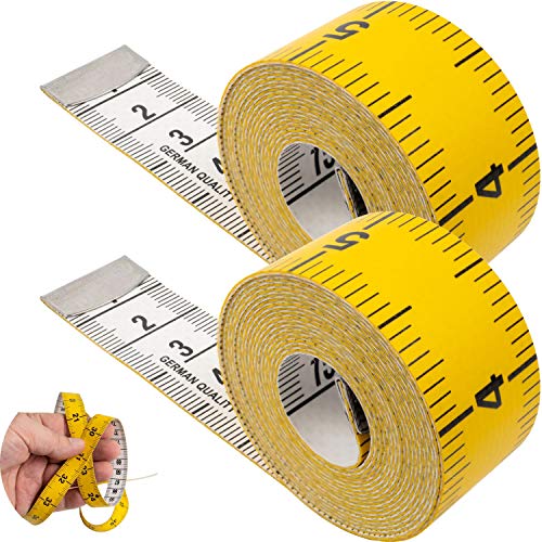 Medida de cinta con longitud total de 150 cm, Paquete de 2, medida de cinta 2 en 1 con escala cm y pulgada, medición de ropa, grasa corporal, cinta de medición de rollos de plástico de fibra de vidrio