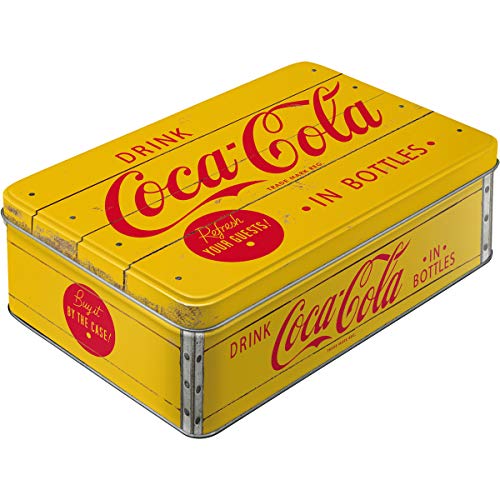 Nostalgic-Art - Coca-Cola Logo Yellow - bote de almacenamiento plana