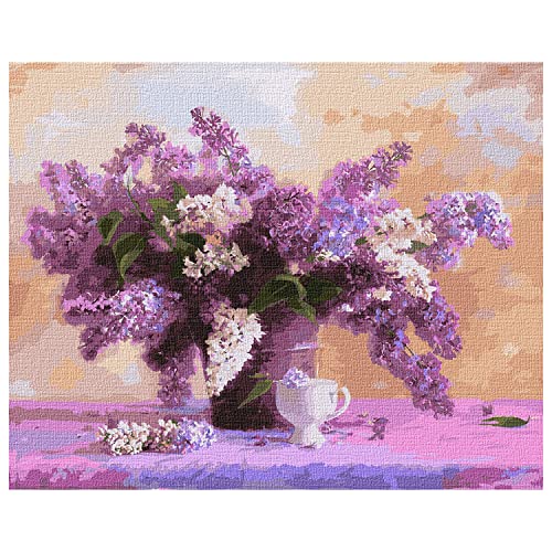 7 Artists Pintar Por Numeros Adultos Bright Bouquet of Lilacs 40x50cm | Cuadros Para Pintar Por Numeros | Lienzos Para Pintar Niños | Pintura Por Numeros | Pintar Con Numeros Adultos