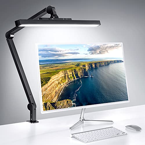 Lámpara Escritorio LED, Diseño de Protección Ocular Polarizada Lampara Estudio, Detección de Gestos Flexo LED Desk Lamp con 4 Modos de Color y 4 de Brillo, Luz Escritorio para Oficina Lectura Estudio