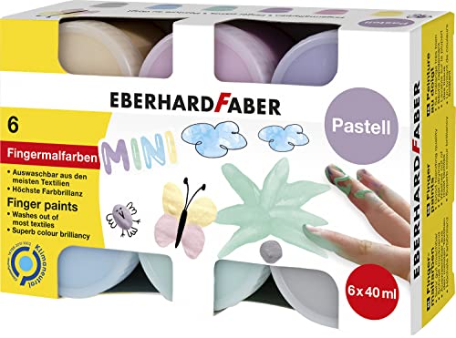 Eberhard Faber 578604 - Juego de pintura de dedos para niños con 6 colores pastel, cada uno de aproximadamente 40 ml, fácil de mezclar y de secado rápido, para la pintura creativa