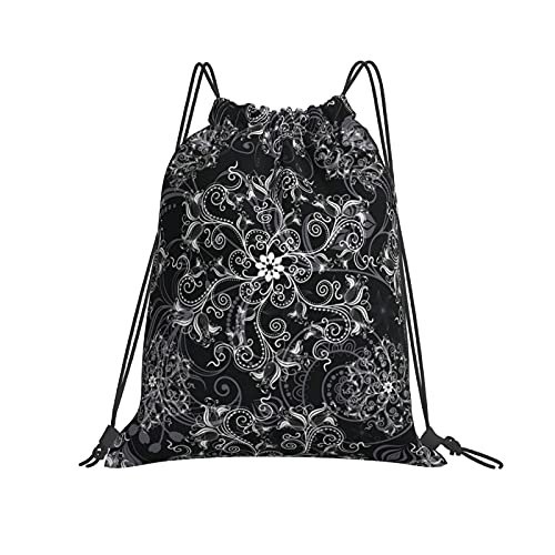 BAAROO Bolsas de cordón con diseño de mandala, color negro, sin costuras, para gimnasio, yoga, deportes, viajes, natación, como se muestra, 36 x 42 cm, #1116