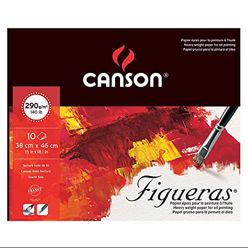 Canson Figueras - Bloc Encolado, 38 x 46 cm, 10 Hojas, Grano Entelado, 290 g