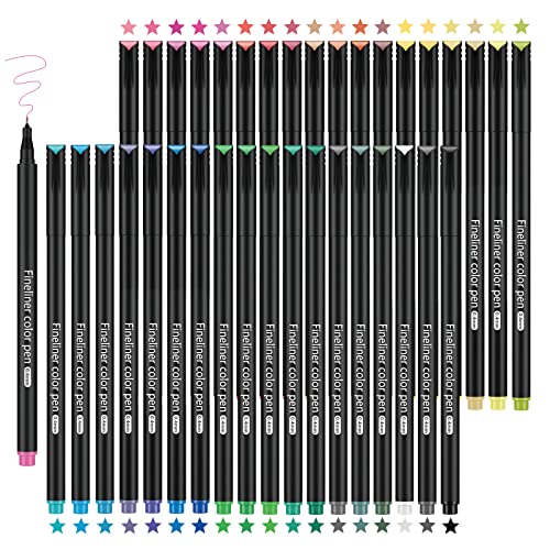 Juego de marcadores linea fina avanzada de 36 colores,AGOYUU Rotuladores de punta fina pluma Fineliner Adecuado para dibujar, dibujar y escribir.