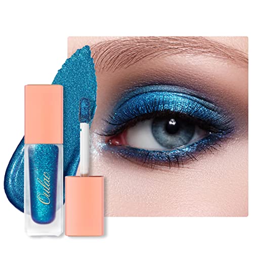 Oulac Sombras de Ojos Líquida Brillante - Sombras de Ojos Líquida Pigmentada, Iluminador de Ojos Duradero y Combinable, Secado rápido y Fácil de Quitar, No Graso, Veganos, Azul Océano (10)