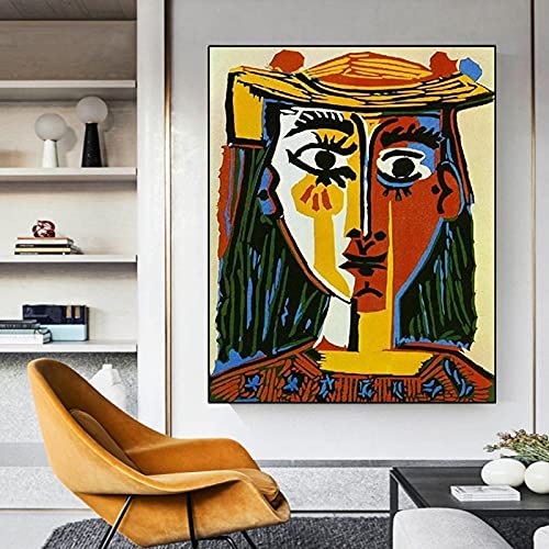 Picasso abstracto cubismo mujer retrato lienzo pintura carteles e impresiones nórdico cuadro de arte de pared para la decoración de la pared de la sala de estar -60x80cm sin marco