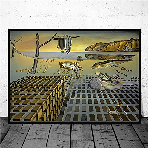 Surrealismo Artista Salvador Dali Obra de arte famosa Reloj de fusión Twisted Time Lienzo Pintura Arte de la pared Póster Sala de estar Berdroom Galería Estudio Decoración para el hogar