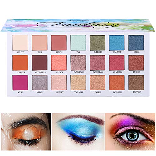 Paleta de sombras de ojos, Docolor Matte Eyeshadow Palette & Glitter Eyeshadow 21 Colores Makeup Palette Cosmetics (azul)