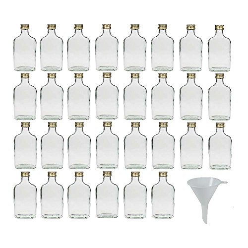 Viva-artículos de Uso doméstico - 30 Botellas de Cristal 200 ml con tapón de Rosca para llenar Incluye Embudo diámetro 7 cm