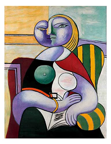 Lectura de Picasso Pintura Modernista Cubista Cuadros Decoracion Salon, Lienzos Cuadros Decoracion Dormitorios Hogar Decoración de Pared Cuadro y láminas(45x58cm 18