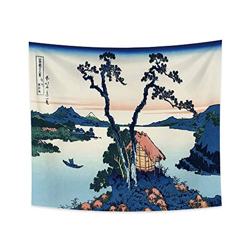 YONGFOTO 150x130cm Ukiyo-e Tapiz Monte Fuji 36 Vistas Habitación colgar de la pared Lago Suwa Provincia de Shinano Paisaje Mural Japonés Pintura tradicional Estilo Toyo Tapices