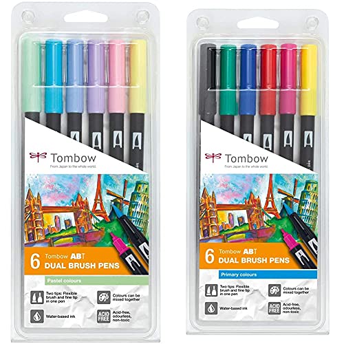 Tombow Set De 6 Rotuladores Dual Brush Colores Primarios Set De 6 Rotuladores Dual Brush Colores Pastel
