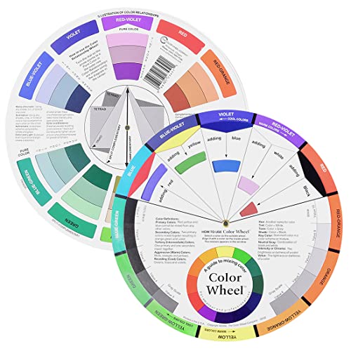 REQAG 2 Piezas Rueda de Colores Rueda de Mezcla de Colores Color Wheel Plato Giratorio de círculos de Colores Rueda de Colores de Bolsillo para Pintura, diseño y Maquillaje