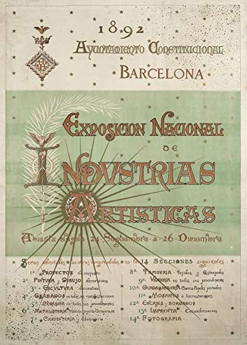 Vintage de viaje ESPAÑA para la 1892 BARCELONA Exposicion de Bellas Artes E Industrias Artisticas 250 gsm brillante Art Tarjeta A3 reproducción de póster