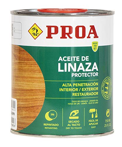 ACEITE DE LINAZA PROA. Protección y nutrición para la madera. Transparente amarillento. 750 ML.