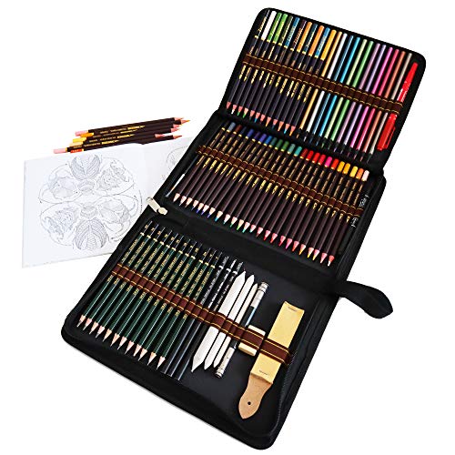 Lapices de Colores para Dibujo Profesional,Dibujo a Lapiz Set Artistico -Kit de 72 lápices de Colores para Colorear para Artistas y Estudiantes Amantes de colorar,Incluye Caja de Cremallera Portátil