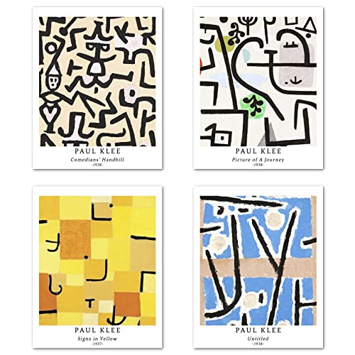 Juego de 4 Pósteres Pared Arte Sin marco, Decoración Moderna Diseño de Abstracto Geométrico, Tamaño de Papel de Arte: 20x25 cm, Creativos para Dormitorios Paul Klee Paintings