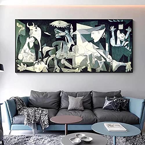 Impresión en lienzo Picasso Guernica Pinturas de arte famosas Impresiones de arte Reproducciones de obras de arte de Picasso Cuadros de pared Decoración del hogar 30x60cm Sin marco