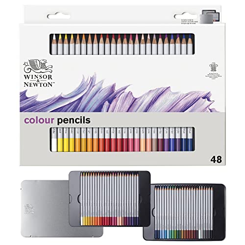 Winsor & Newton Lápices Studio Collection, Lápices de Color, Set de 48 Lápices Suaves, Calidad de Artista, para Dibujar, Mezclar, Sombrear y Capas, Colores Surtidos