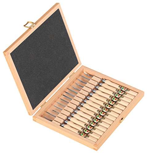 Kirschen - Juego de herramientas para tallar madera en caja de madera (14 piezas)