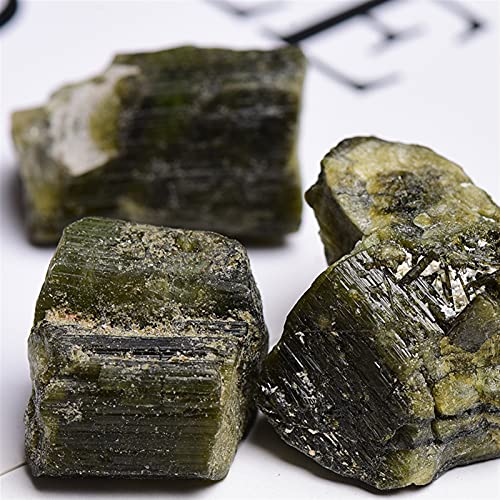 JUNLAI 1 PC Natural Verde Turmalina Piedra Cruda Piedra Gemstone Mineral Espécimen Irregular Cristal Decoración de Hogar Recogida (Color : Green Tourmaline, Size : 100g)