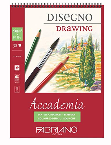 Fabriano Disegno Accademia Cuaderno de Dibujo - 200gsm A4 30 hojas espiral encuadernado