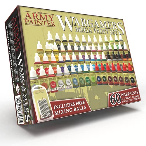 The Army Painter Wargamers Mega Paint Set - 60 Botellas De 18 Ml Pintura Acrilica para Plastico Warhammer 40k Y Miniaturas De DND, 1 Pintura Acrilica Manualidades Kit con 60 Miniaturas Pintar